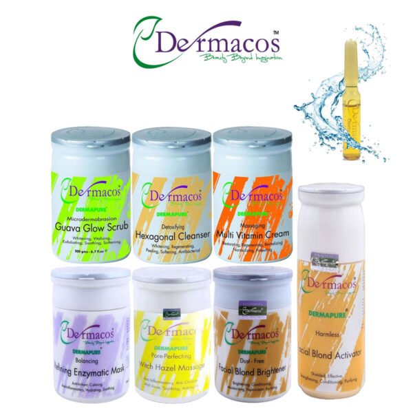 Dermacos Brighten Up Facial Kit (200gm) Pack of 7 + FREE Skin Lightning Ampoule (2ml)
