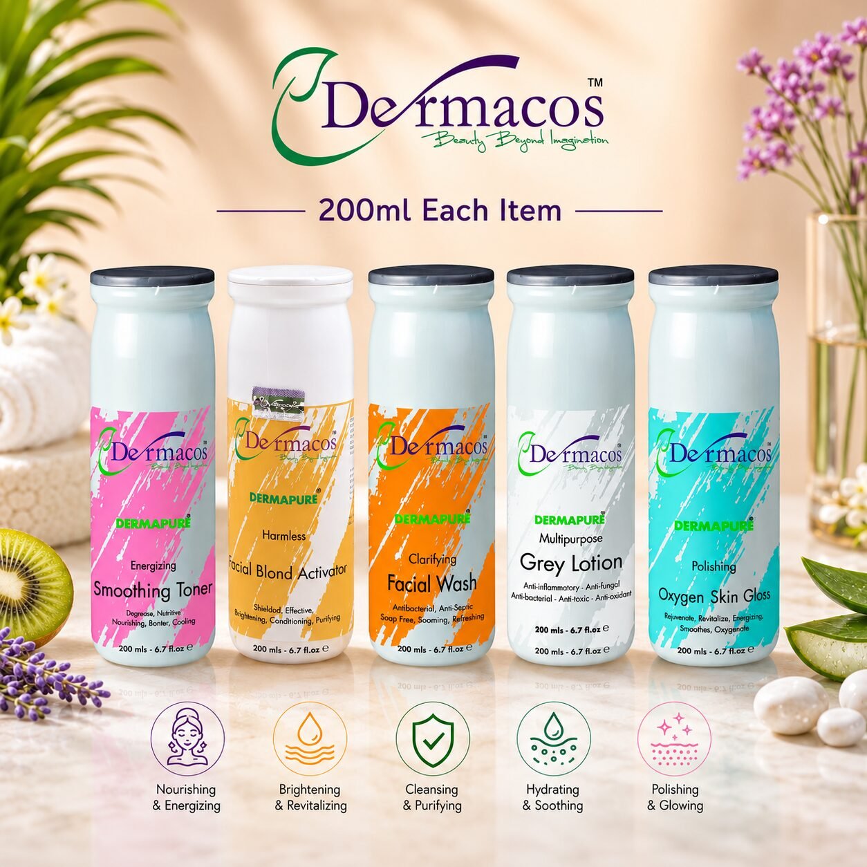Dermacos Complete Facial Tubes (200ml Each) Pack of 5