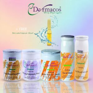 Dermacos Essential Radiance Facial Kit (200gm Each) Pack of 5 + FREE Skin Lightning Ampoule (2ml)