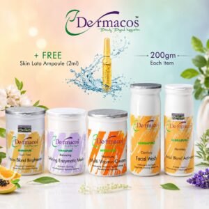 Dermacos Essential Radiance Facial Kit (200gm Each) Pack of 5 + FREE Skin Lightning Ampoule (2ml)