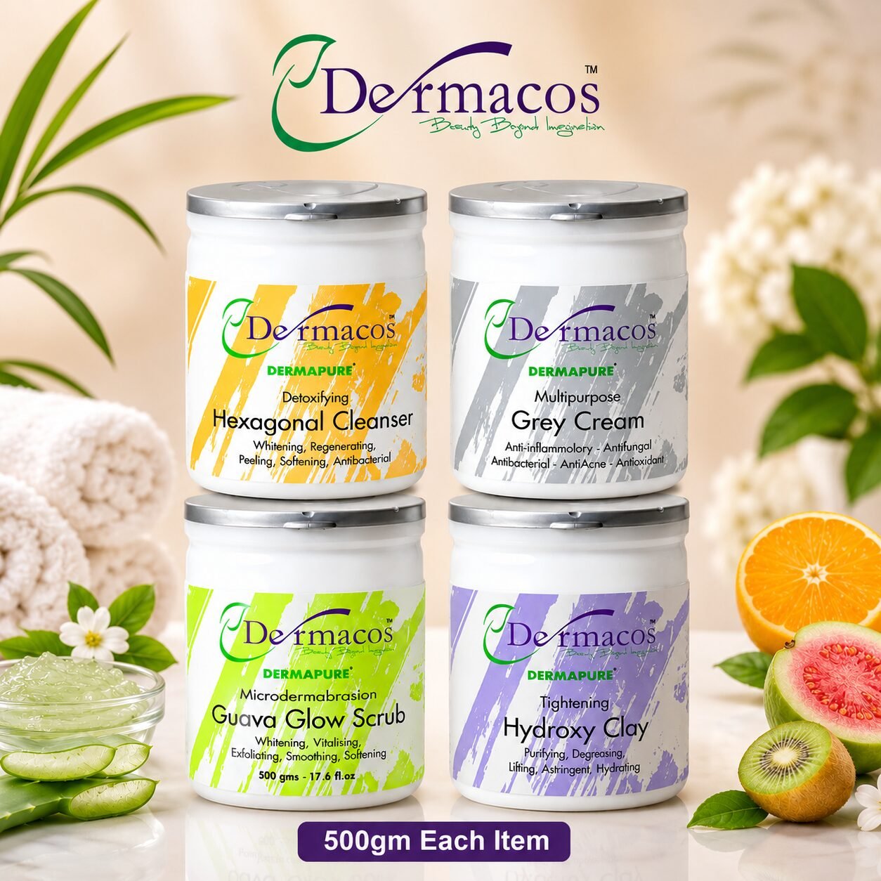 Dermacos Facial Jars Combination-3 (500ml Each) Pack of 4