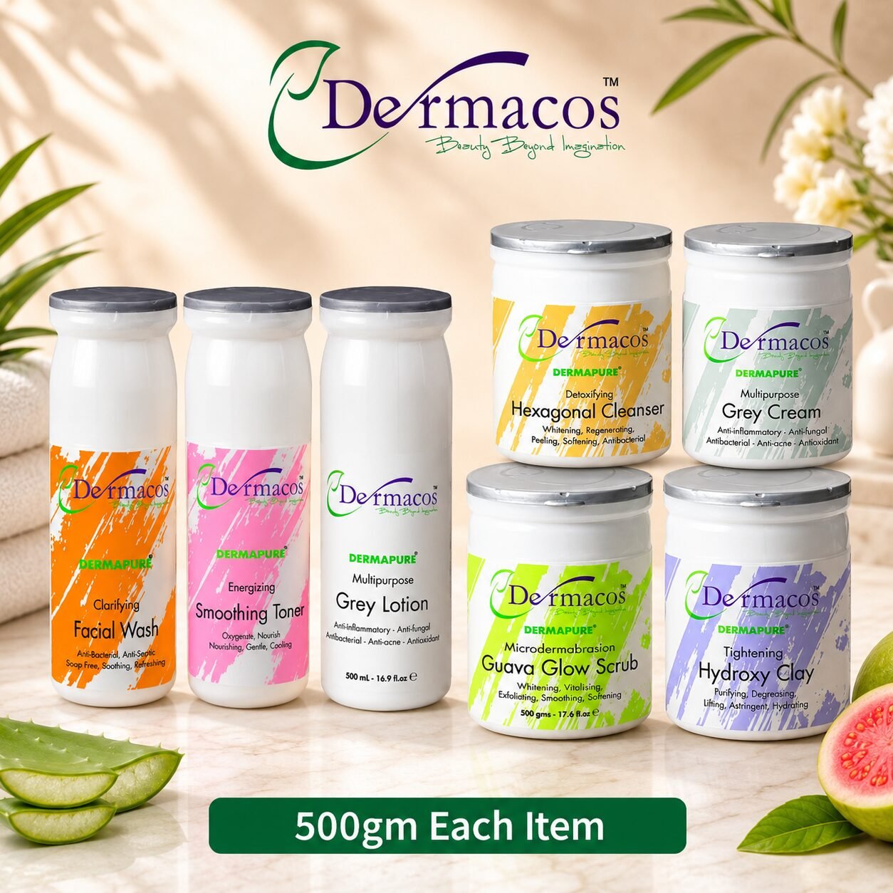 Dermacos Facial Kit Combination-1 (500gm Each) Pack of 7