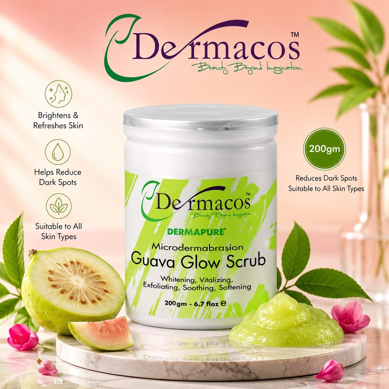 Dermacos Guava Glow Scrub (200gm)