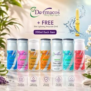 Dermacos Complete Facial Tubes (200ml Each) Pack of 7 + FREE Skin Lightning Ampoule (2ml)