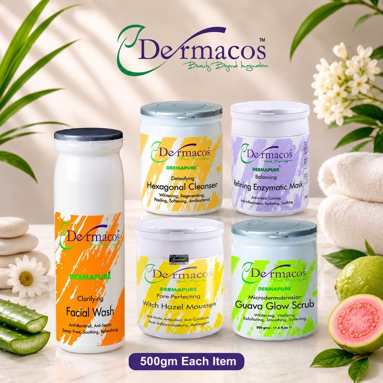 Dermacos Facial Kit Combination-4 (500ml Each) Pack of 5
