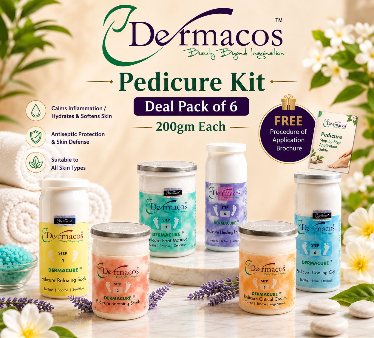 Dermacos Pedicure Kit (200ml Each) Pack of 6
