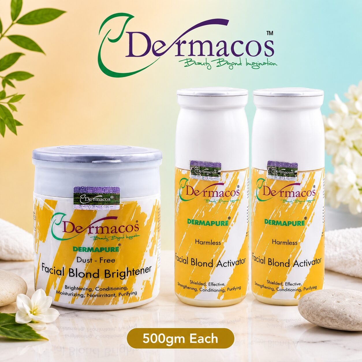 Dermacos Skin Polish Kit Salon Pack (2 Activators & 1 Brightener) 500ml Each