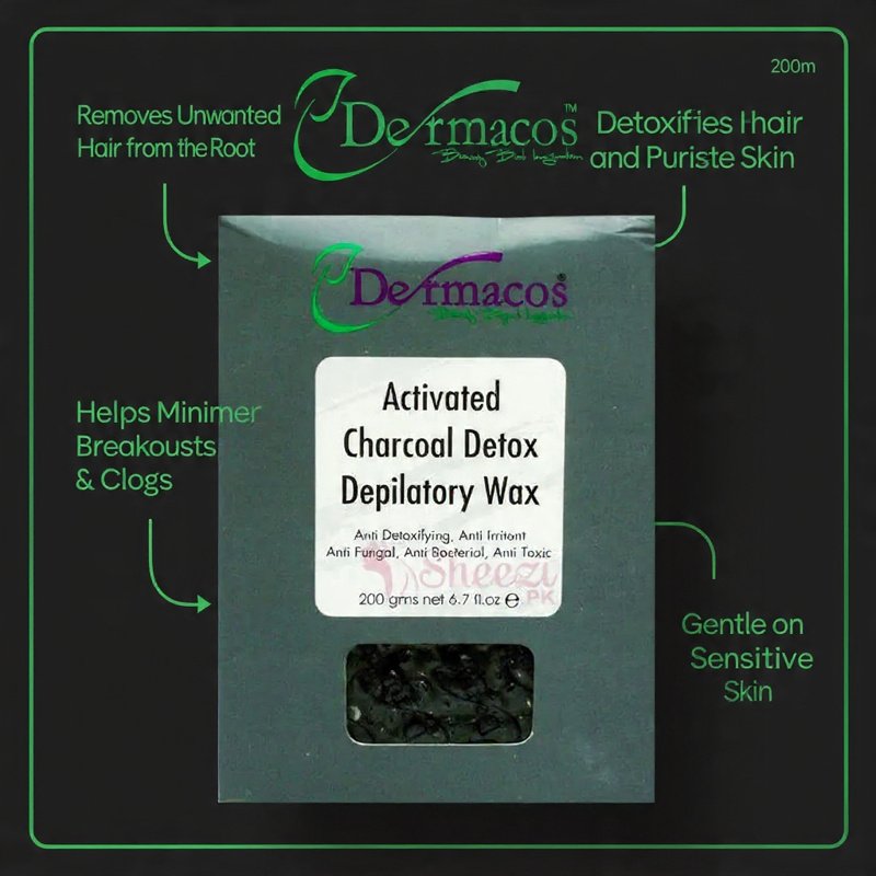 Dermacos Activated Charcoal Liposoluble Depilatory Wax (200gm)