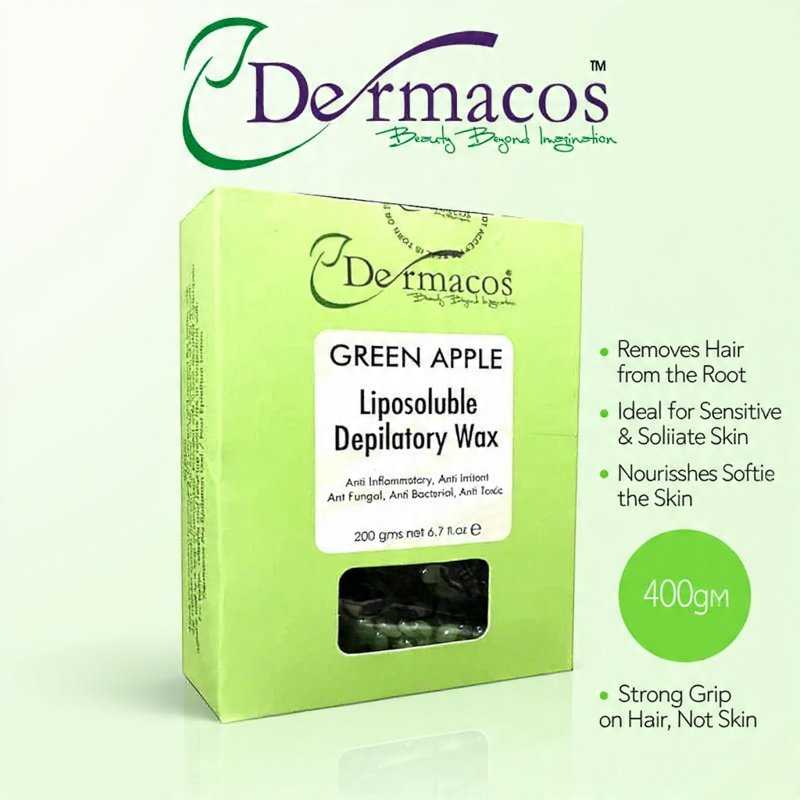 Dermacos Green Apple Liposoluble Depilatory Wax (400gm)