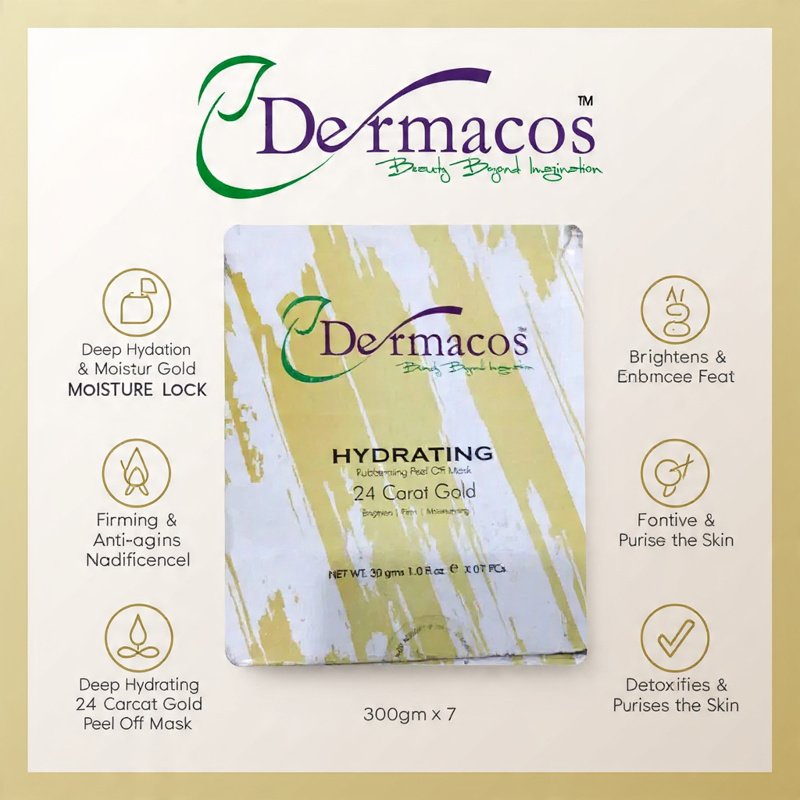 Dermacos Hydrating Rubbering Peel-Off Mask 24 Carat Gold (30gm) Pack of 7