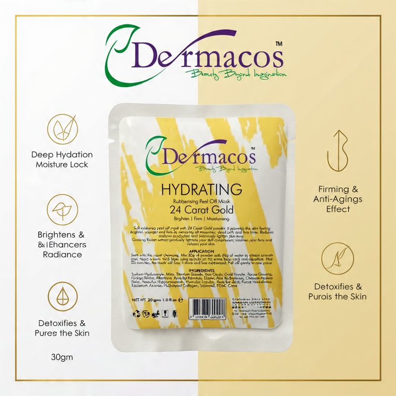 Dermacos Hydrating Rubbering Peel-Off Mask 24 Carat Gold (30gm)