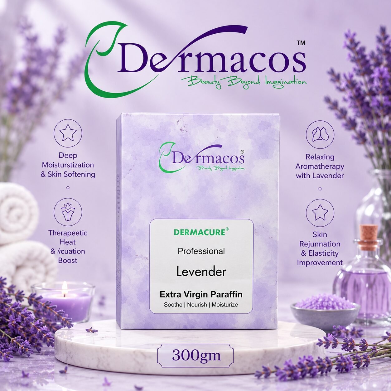 Dermacos Lavender Extra Virgin Paraffin Wax (300gm)