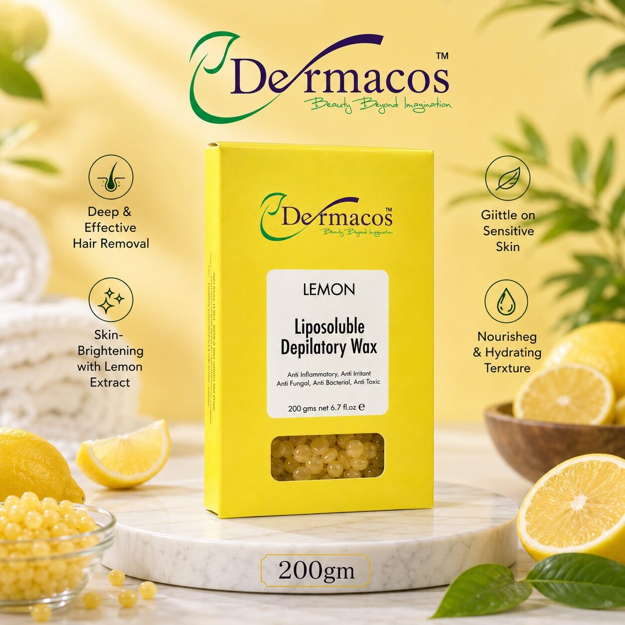 Dermacos Lemon Liposoluble Depilatory Wax (200gm)