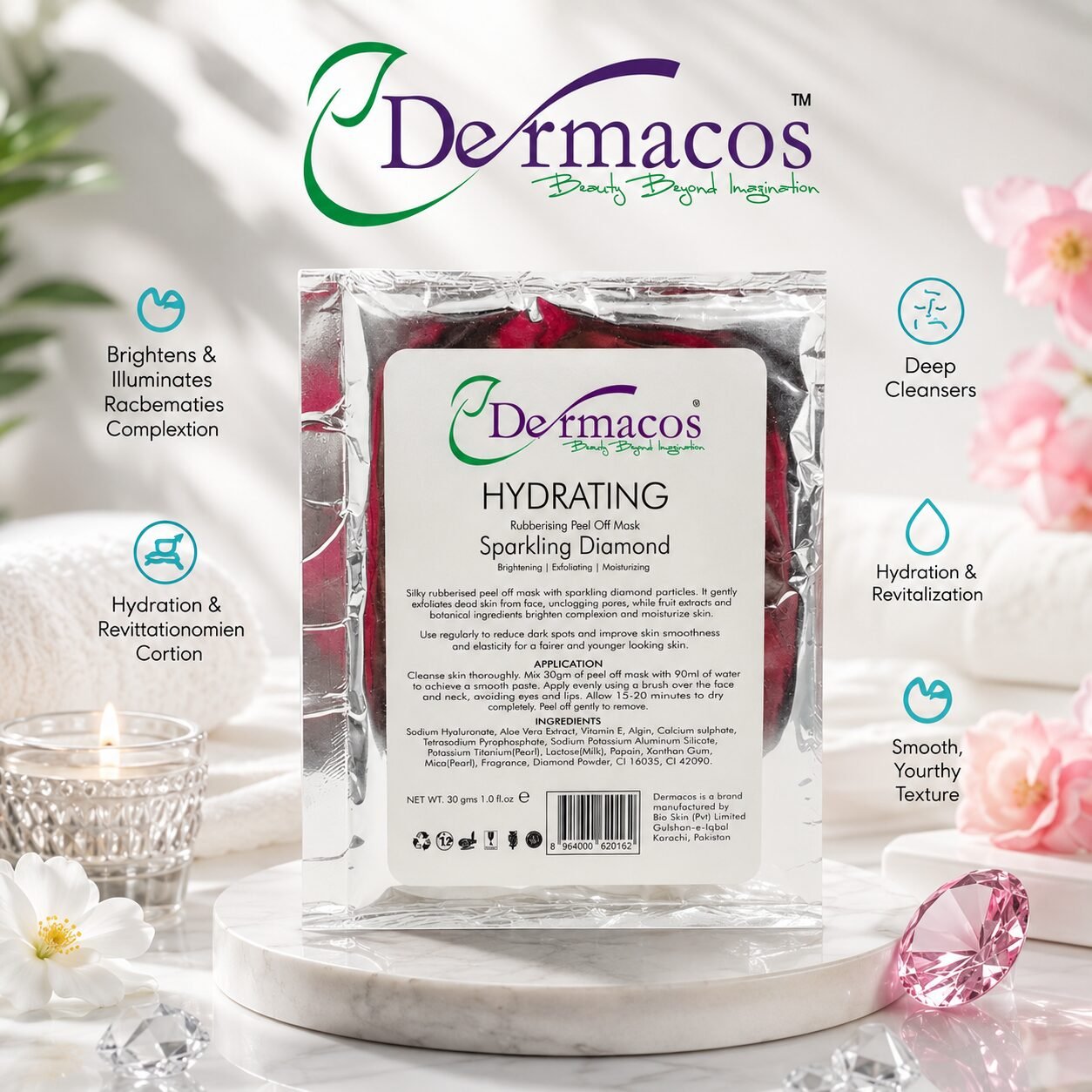 Dermacos Rubberizing Peel-Off Mask Sparkling Diamond (30gm)