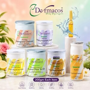 Dermacos Skincare Essentials Facial Kit (200ml Each) Pack of 6 + FREE Skin Lightning Ampoule (2ml)
